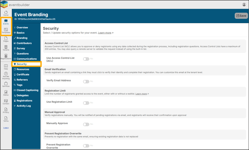  A screenshot of EventBuilder software
