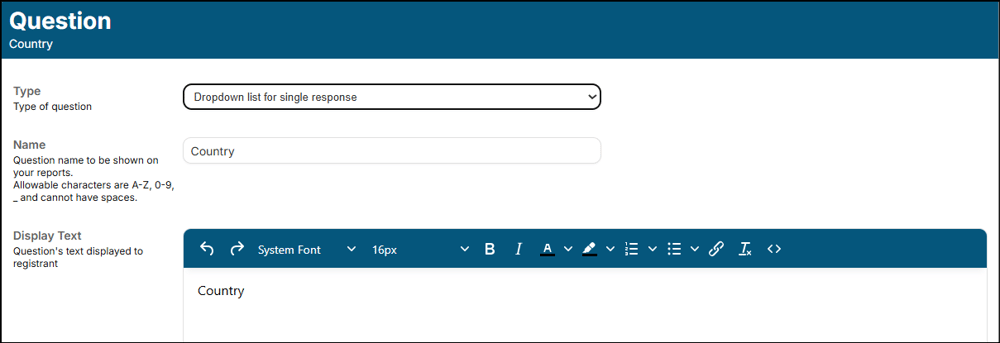 A screenshot of EventBuilder software