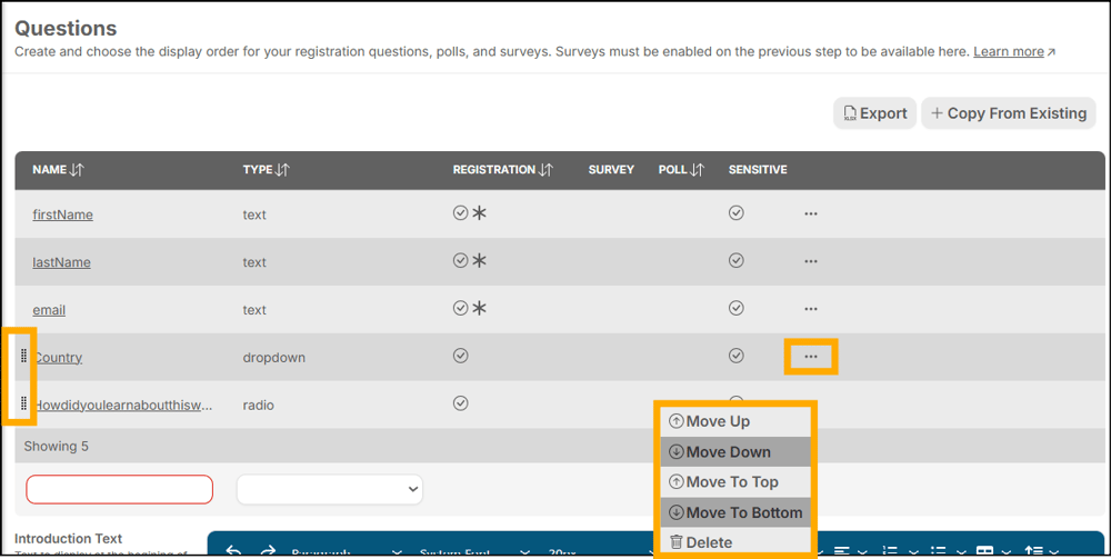 A screenshot of EventBuilder software