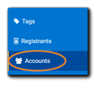 Screenshot: Portion of left navigation with the 'Accounts' option highlighted.