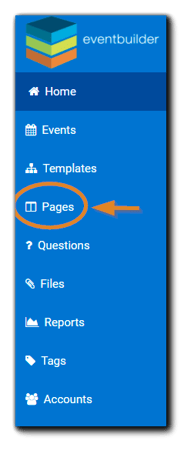 Screenshot: Account dashboard with Pages option highlighted.