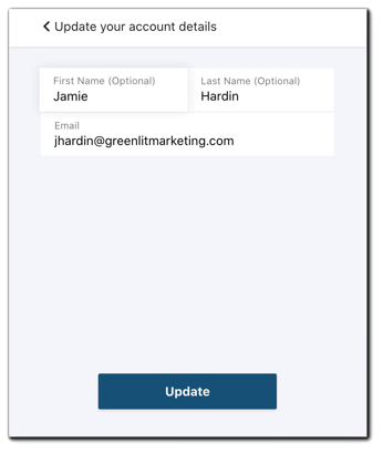 Screenshot: Update account information - user.