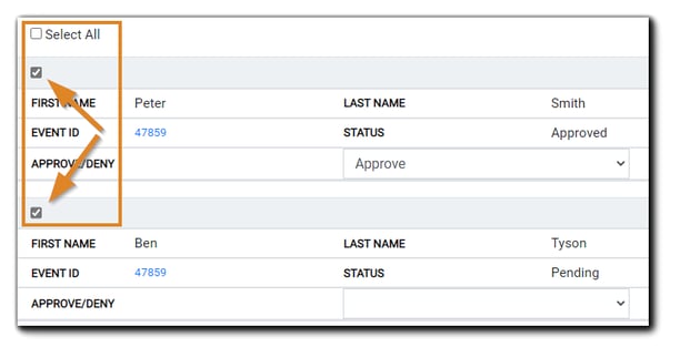 Screenshot: Checkbox to select Registrant example (highlighted.)