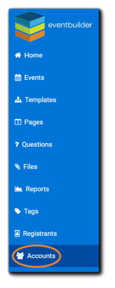 Screenshot: Left-side navigation with 'Accounts' option highlighted.