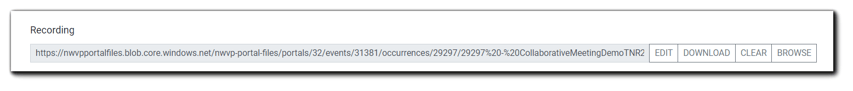 Screenshot: File upload dialog box for simulated live or on-demand events.