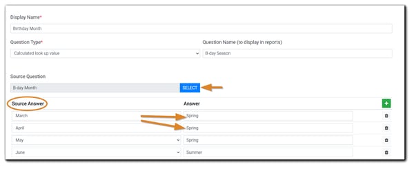 Screenshot: Calculated Lookup question instructions.