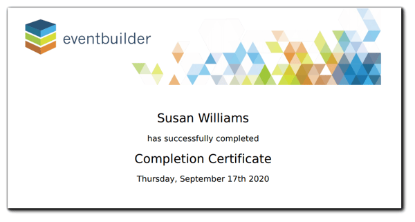 Screenshot: Sample completion certificate