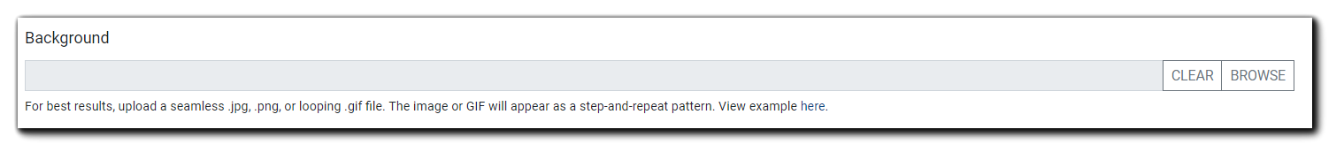 Screenshot: Background image field.
