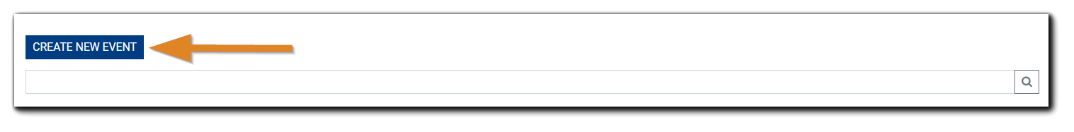 Screenshot: Create New Event and Search field, with the Create New Event button highlighted.