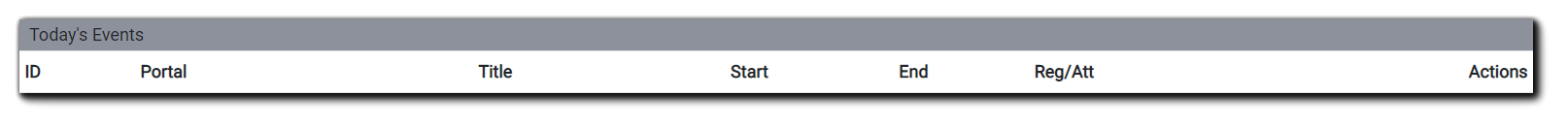 Screenshot: Today's Events widget.