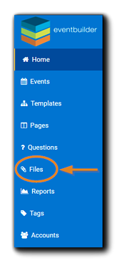 Screenshot: Left-side dashboard navigation with the 'Files' option highlighted.